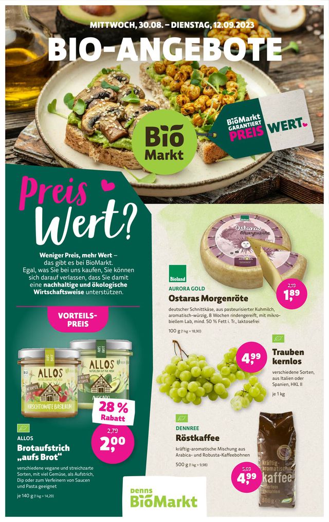 Prospekt Denn's Biomarkt vom 30.08.2023
